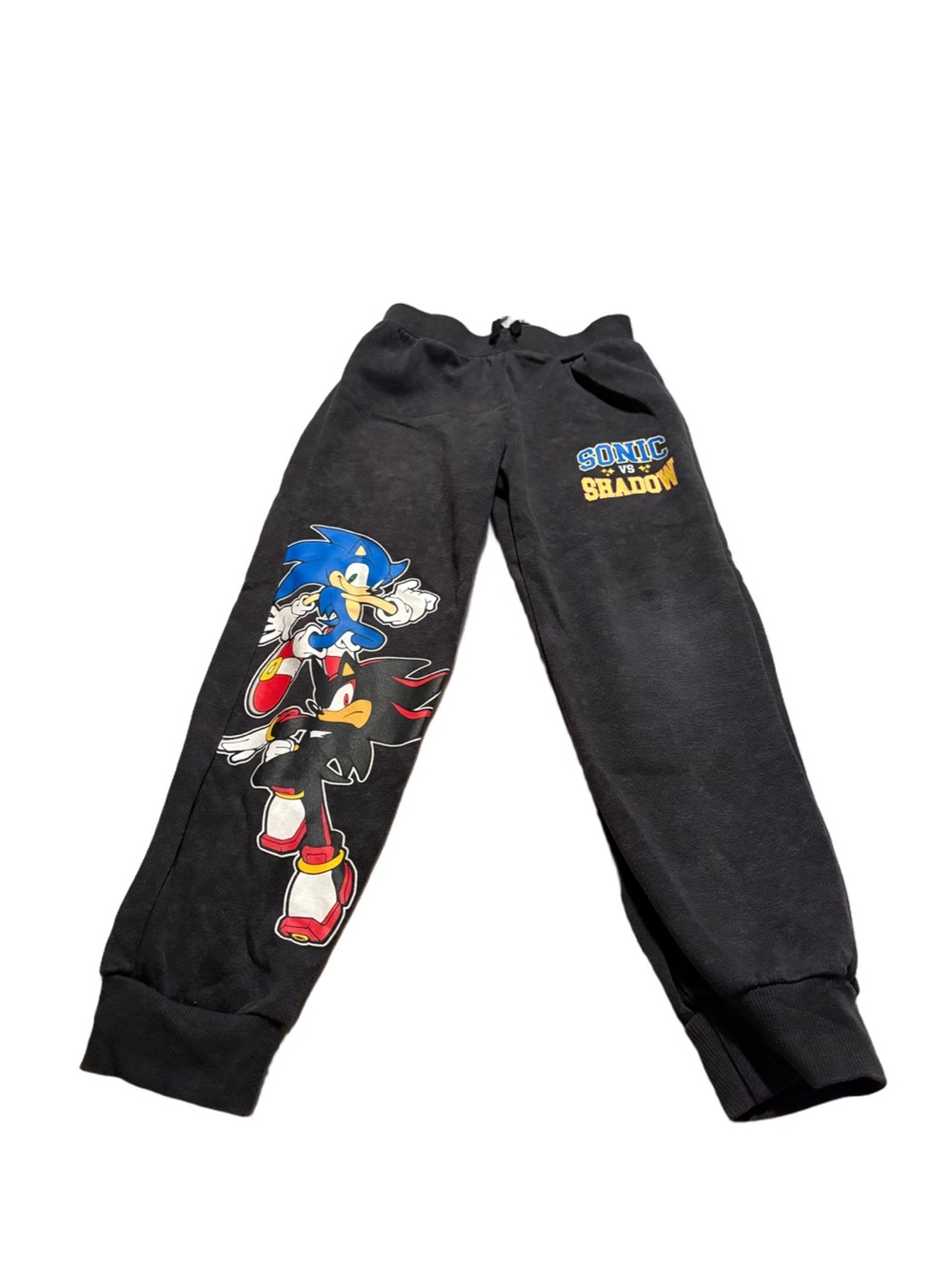Boys Sonic and Shadow Black Jogger Sweatpants Size Medium